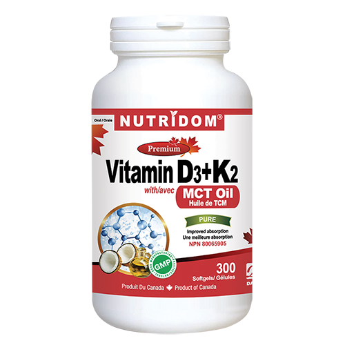 Nutridom Vitamin D3+K2 with MCT Oil 300caps